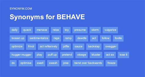 See examples of BEHAVE used in a sentence. . Behaved synonym